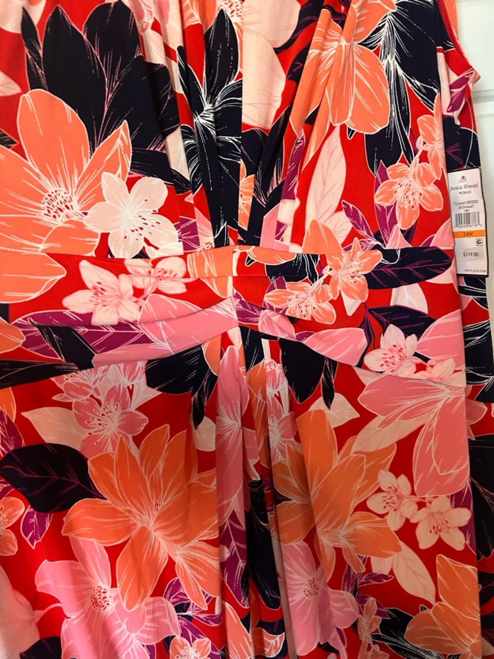 NWT Jessica Howard Size 24W Floral V-Neck Maxi Dress - Picture 3 of 8